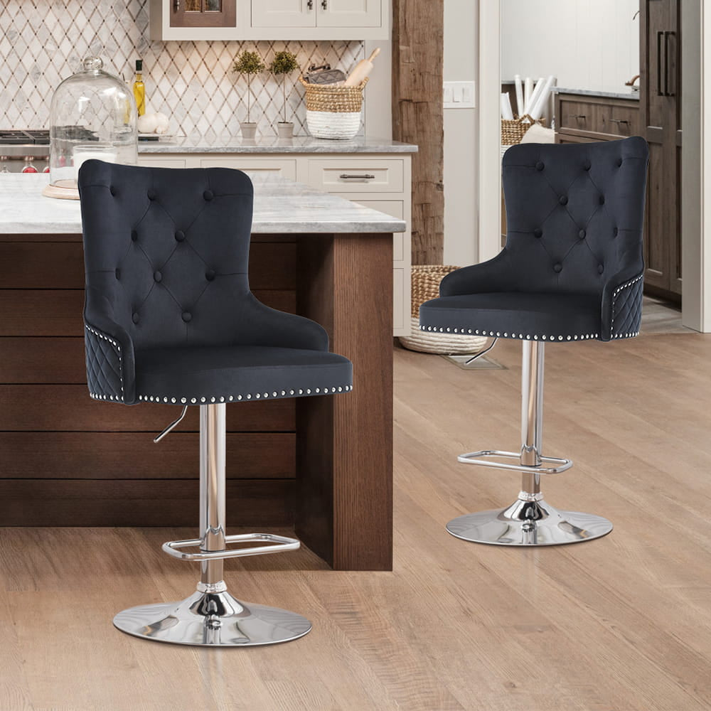 Extra Large Luxury Velvet High Back Bar Stools