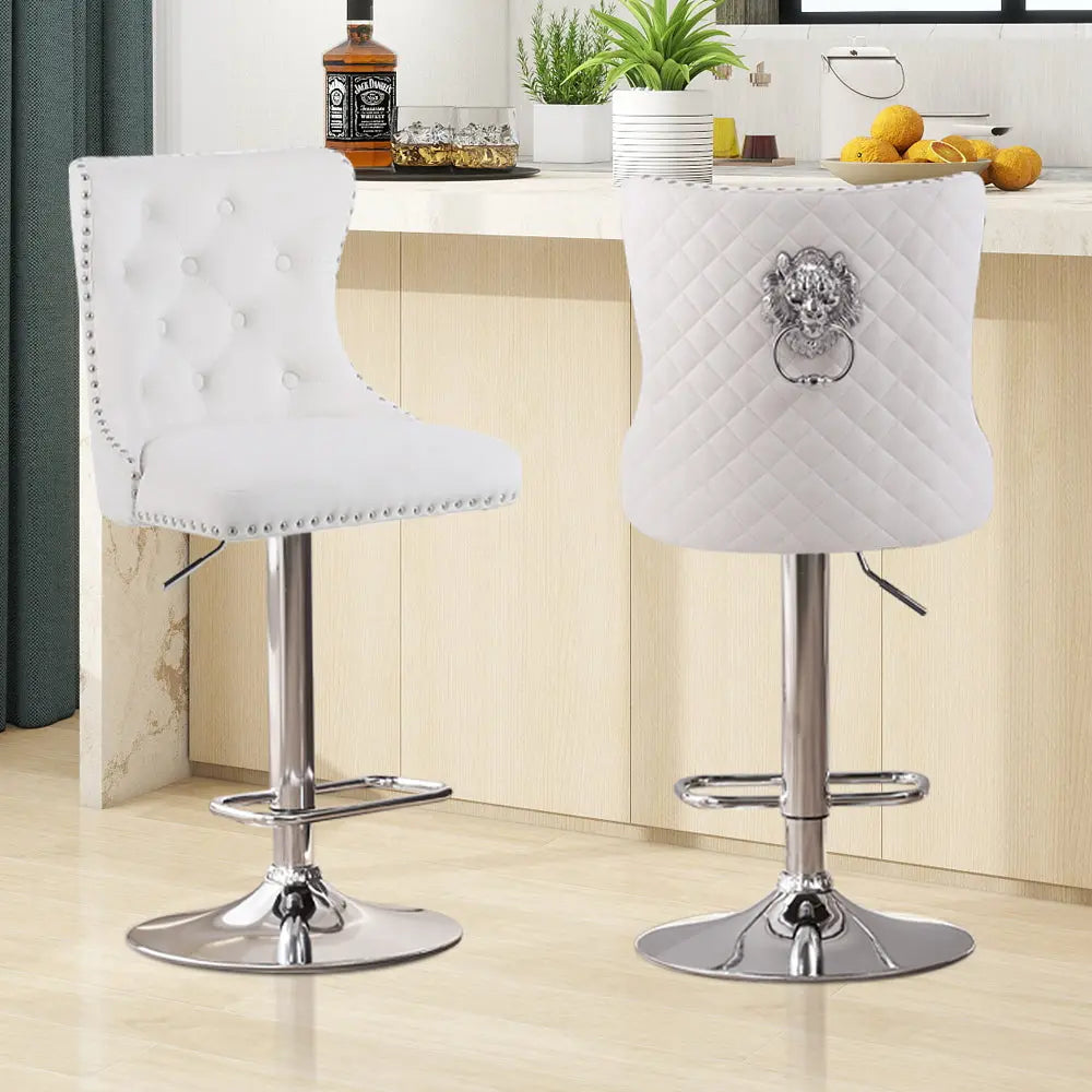 Luxury Velvet High Back Bar Stools - Mikastools Sliver-Cream