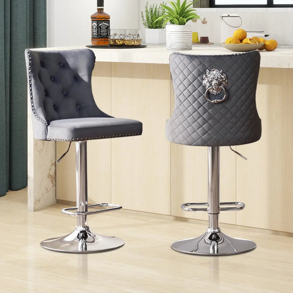 Luxury Velvet High Back Bar Stools - Mikastools Sliver-Grey