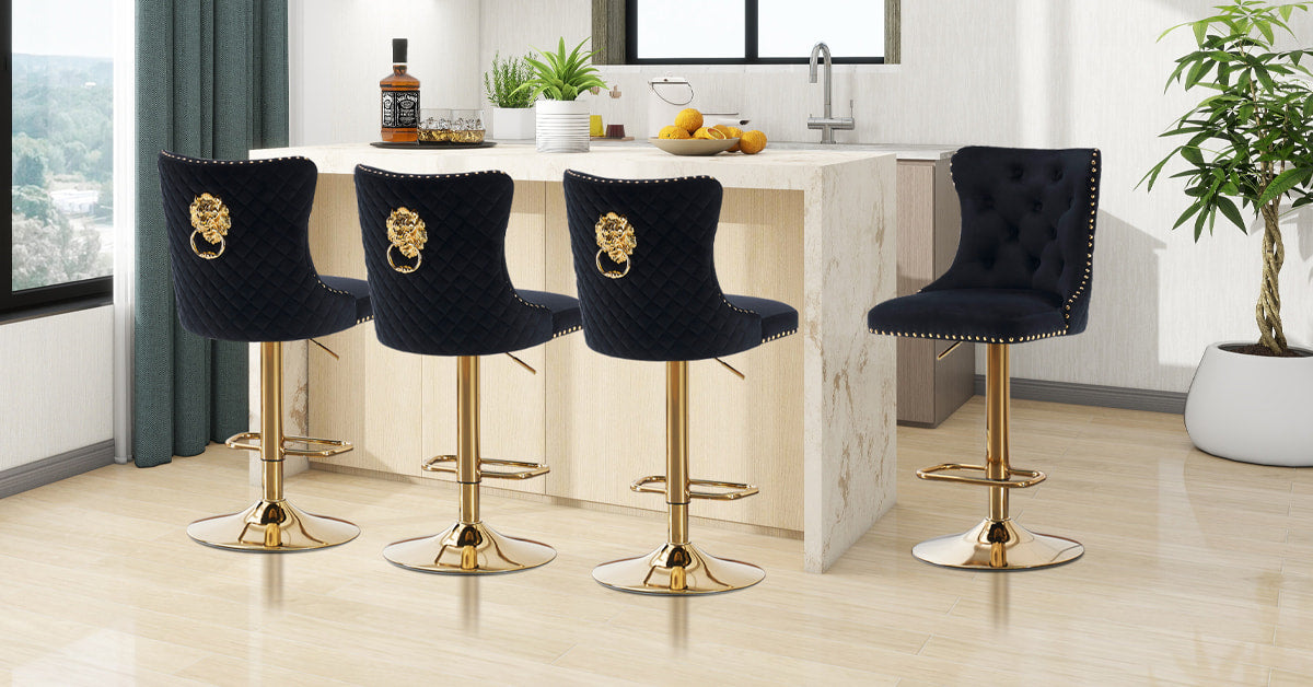 Luxury Velvet High Back Bar Stools