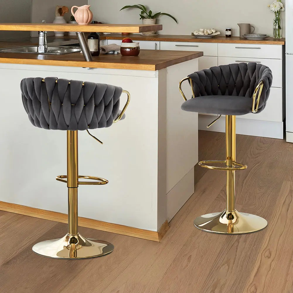 Velvet Woven Back Bar Stools