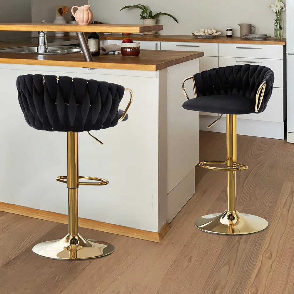 Velvet Woven Back Bar Stools