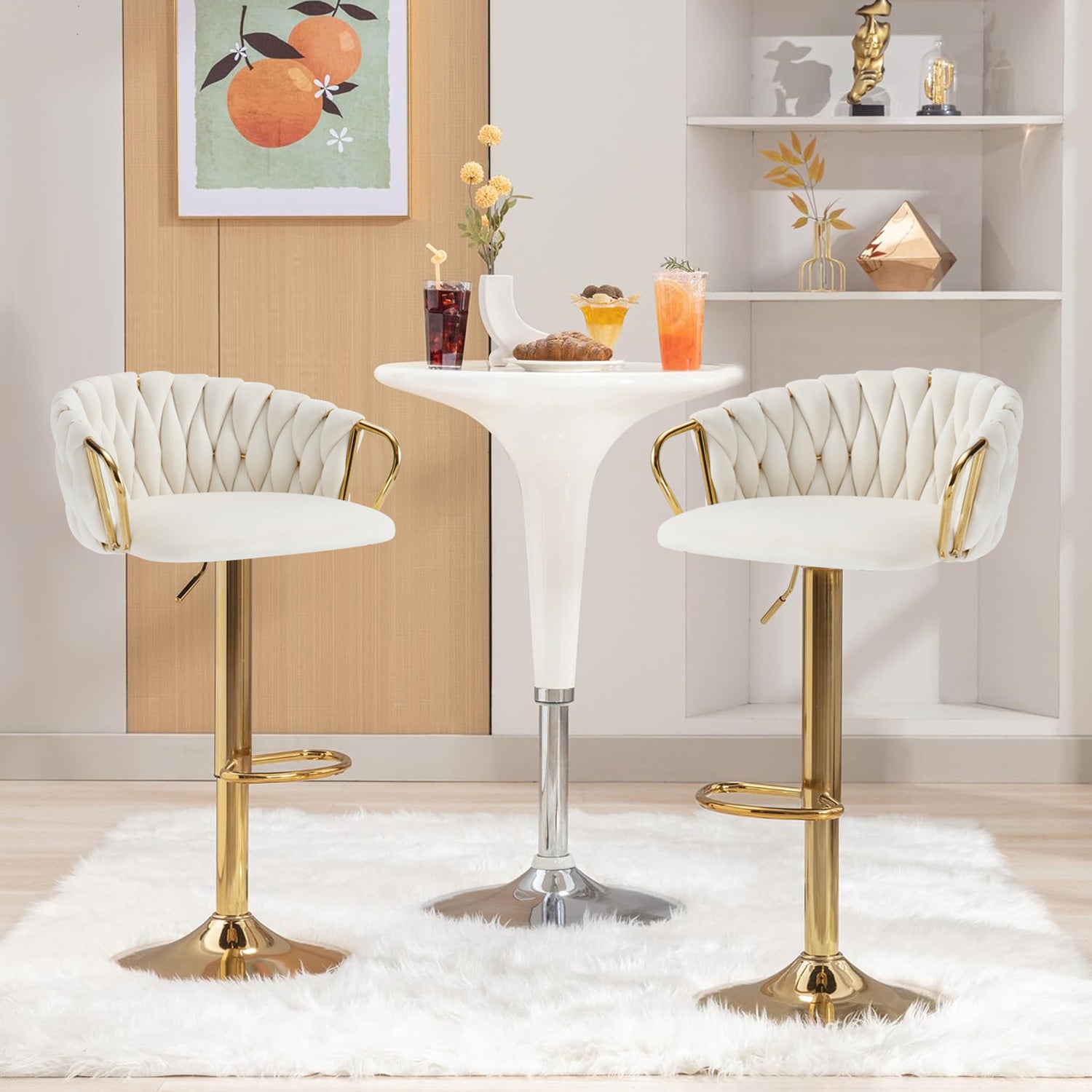 Velvet Woven Back Bar Stools