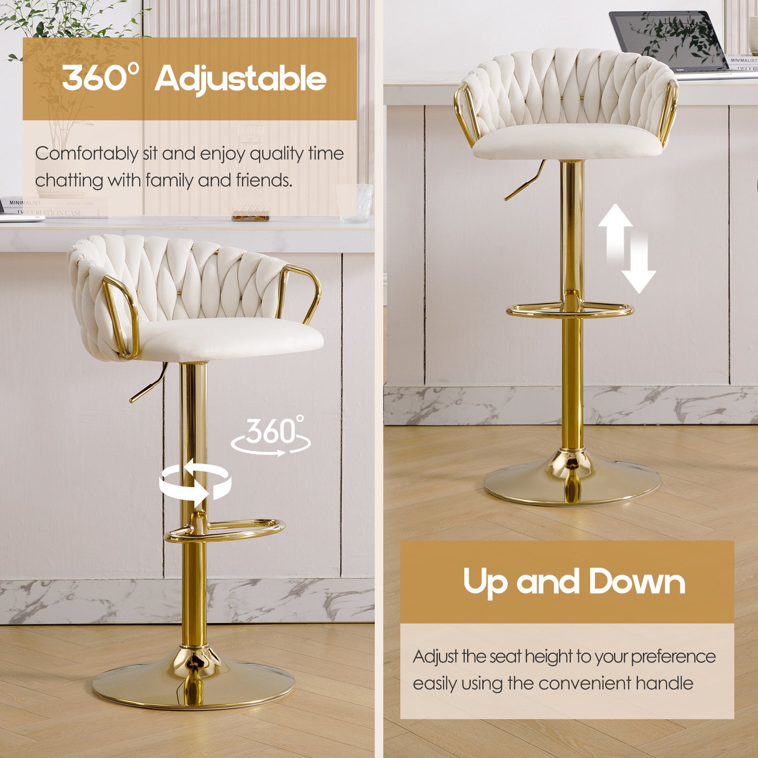Velvet Woven Back Bar Stools