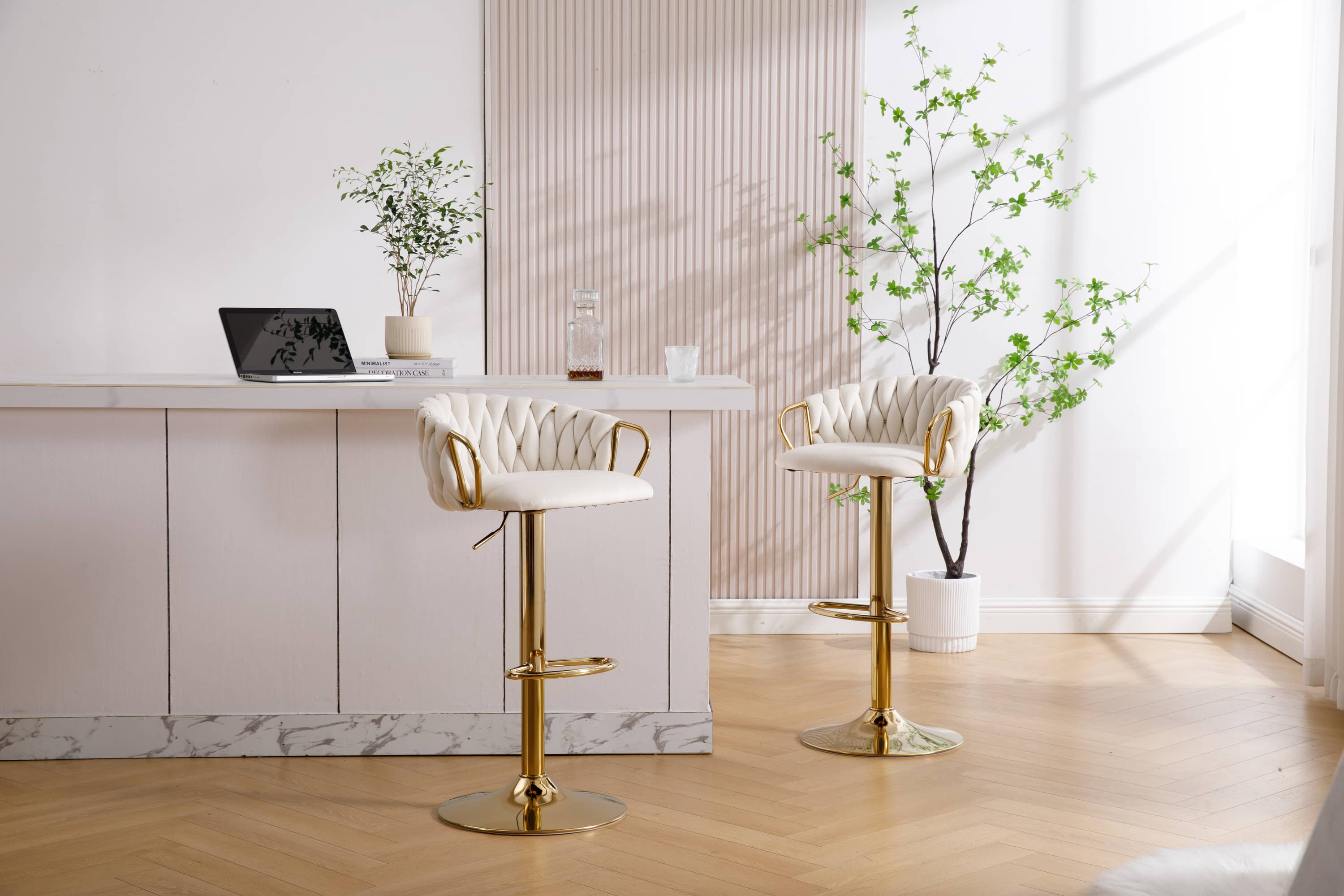 Velvet Woven Back Bar Stools