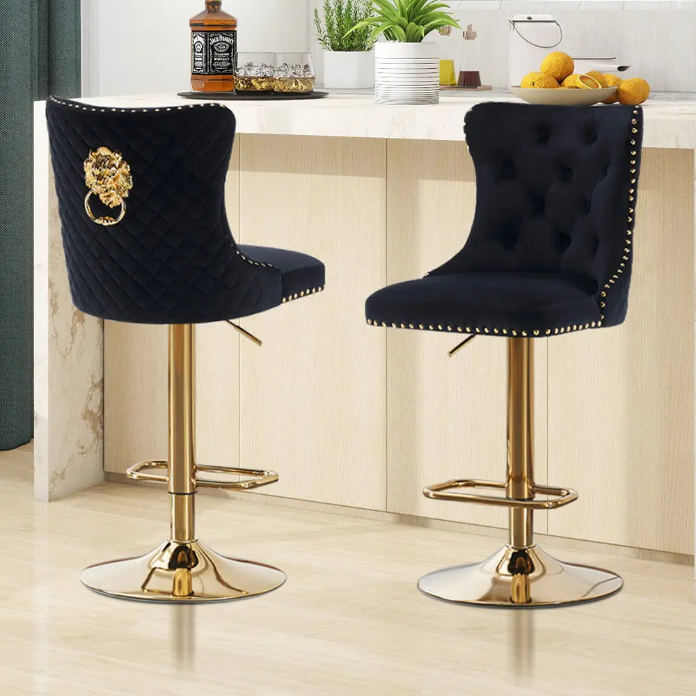 Luxury Velvet High Back Bar Stools - Mikastools Gold-Black